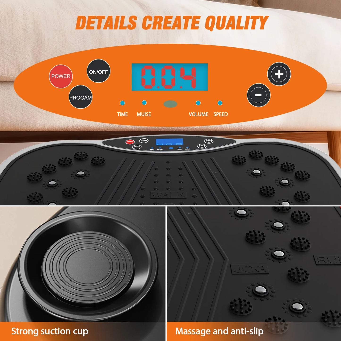 Portable Vibration Plate Exercise Machine With Bluetooth Resistance Bands