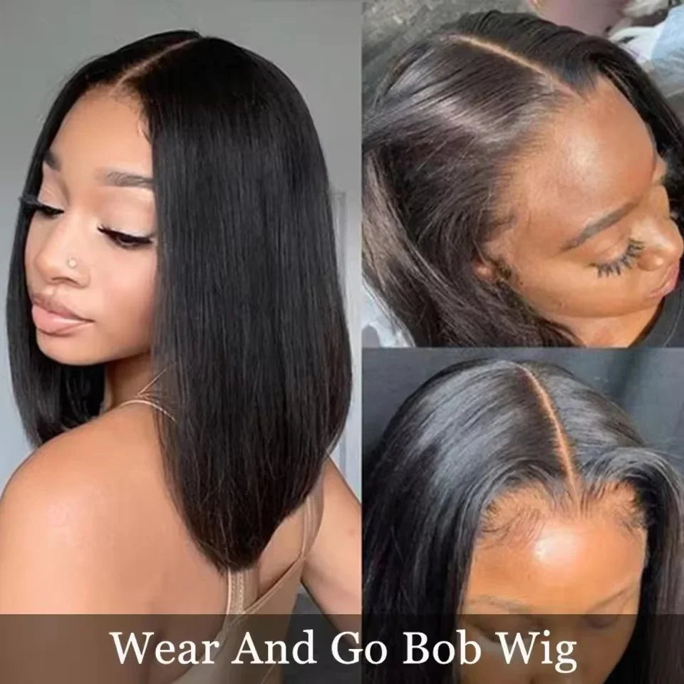 PICKU Glueless Bob Wig Remy Human Hair Ready To Wear