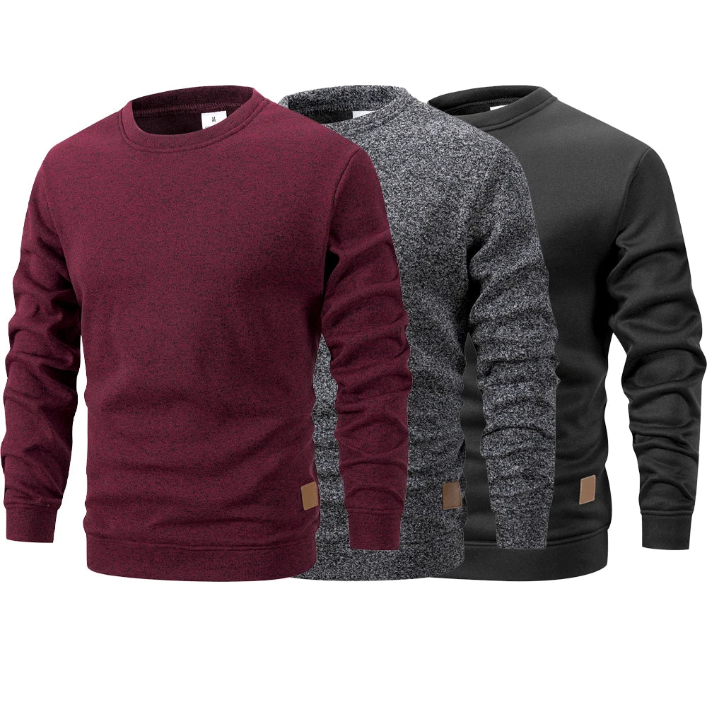 Men's Crew Neck Knit Pullover Sweatshirt Long Sleeve Polyester