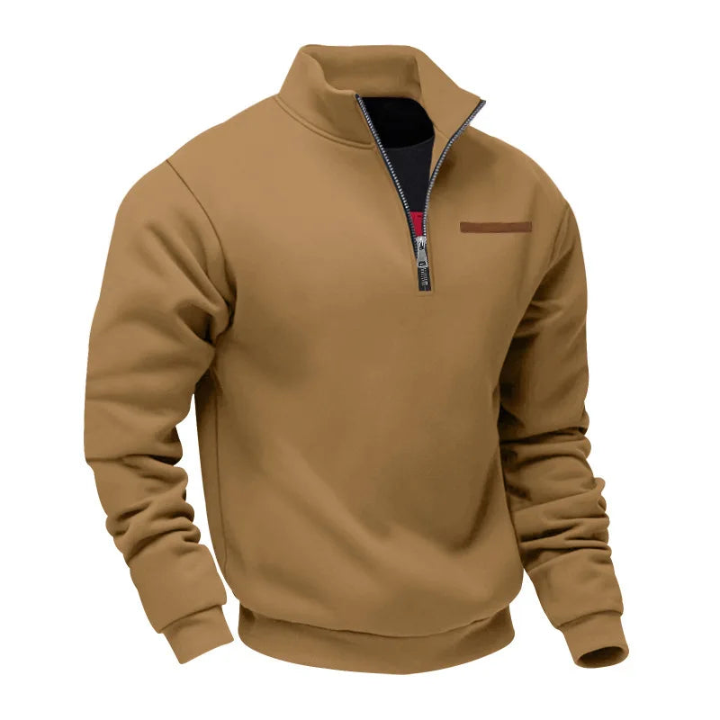 Men's Autumn Winter Heavy Fleece Hoodie Half Zip Stand Collar