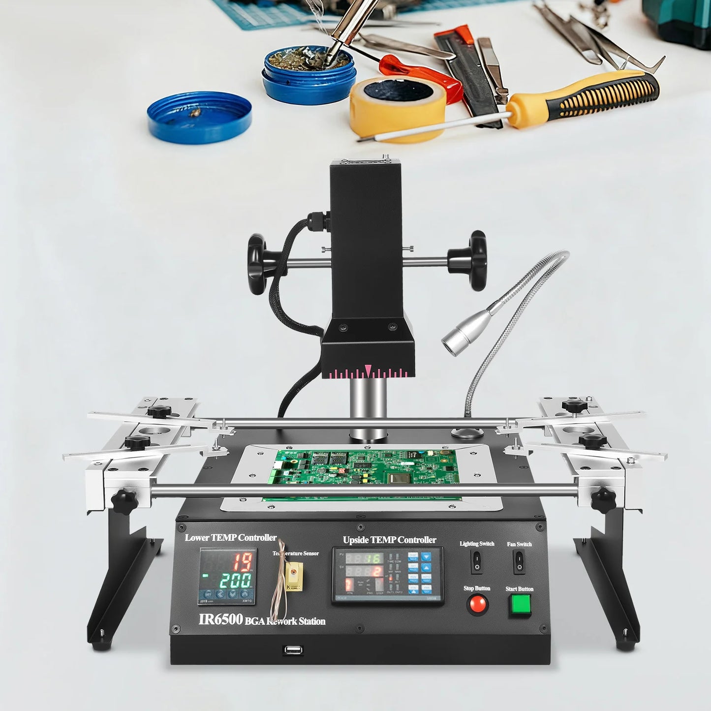 1250W USB Powered Soldering Rework Station for Laptop and Desktop Motherboard Repair with Dual Zone Temperature Control