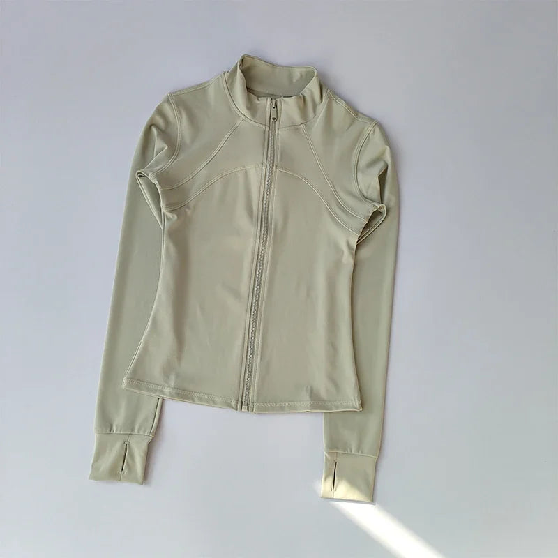 Women's Windproof Yoga Jacket Stand Collar Long Sleeve Running Top