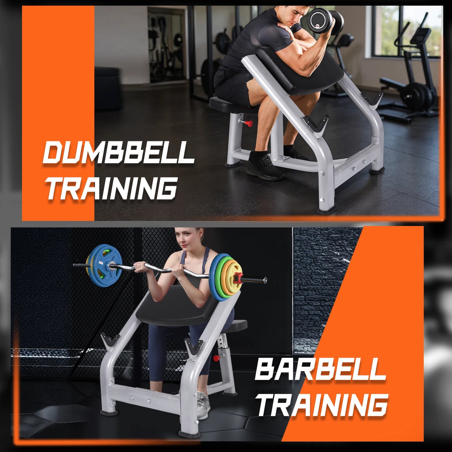 Preacher Curl Bench With Adjustable Seat For Home Gym