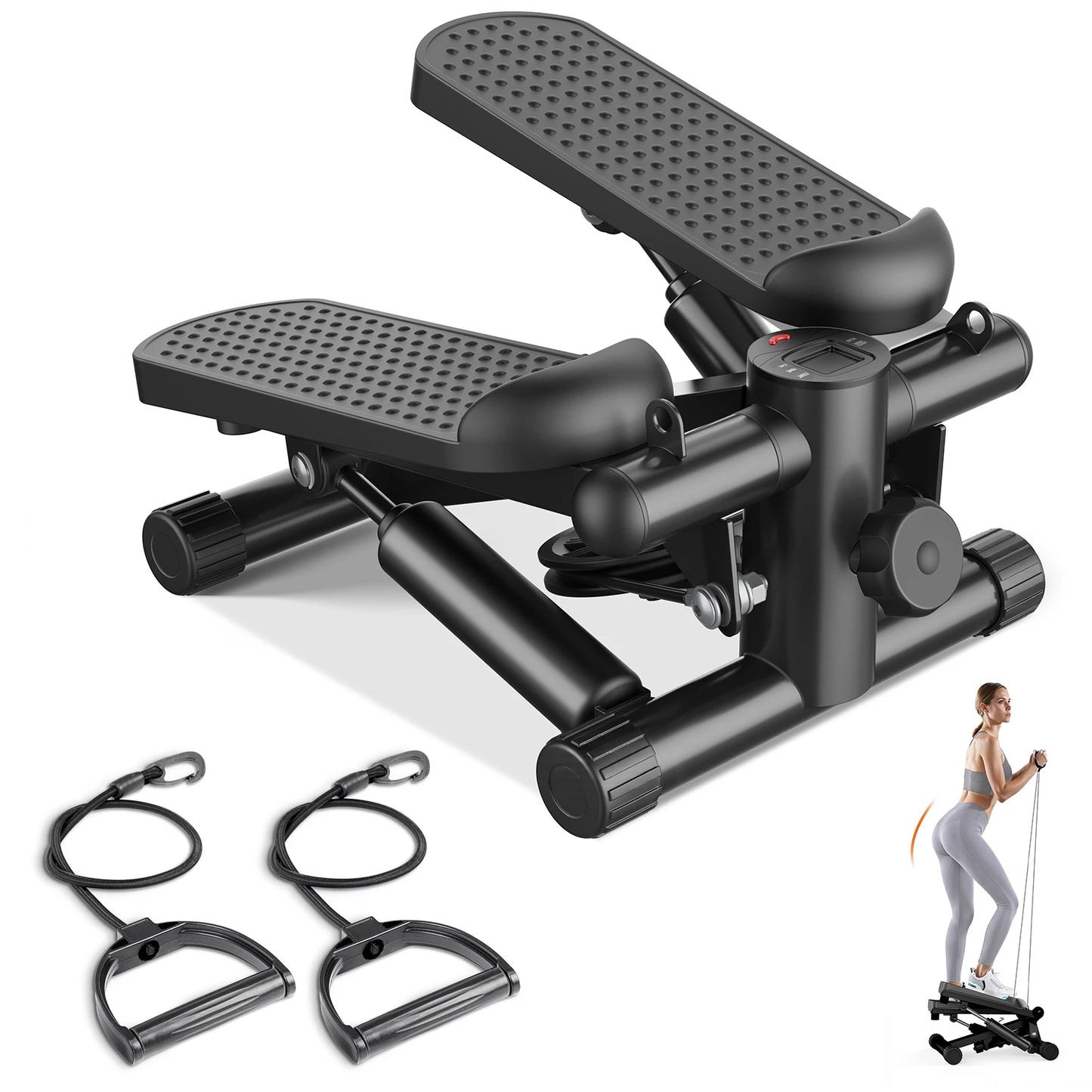 JHK Mini Stepper With Resistance Bands 300 Lbs Capacity