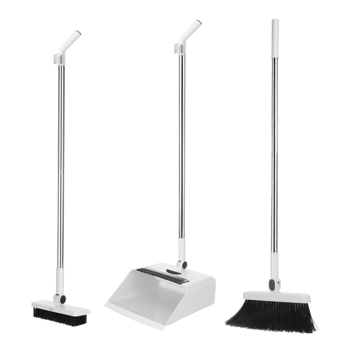 3 In 1 Broom And Dustpan Set With Long Handle For Home And Office Cleaning PVC Head