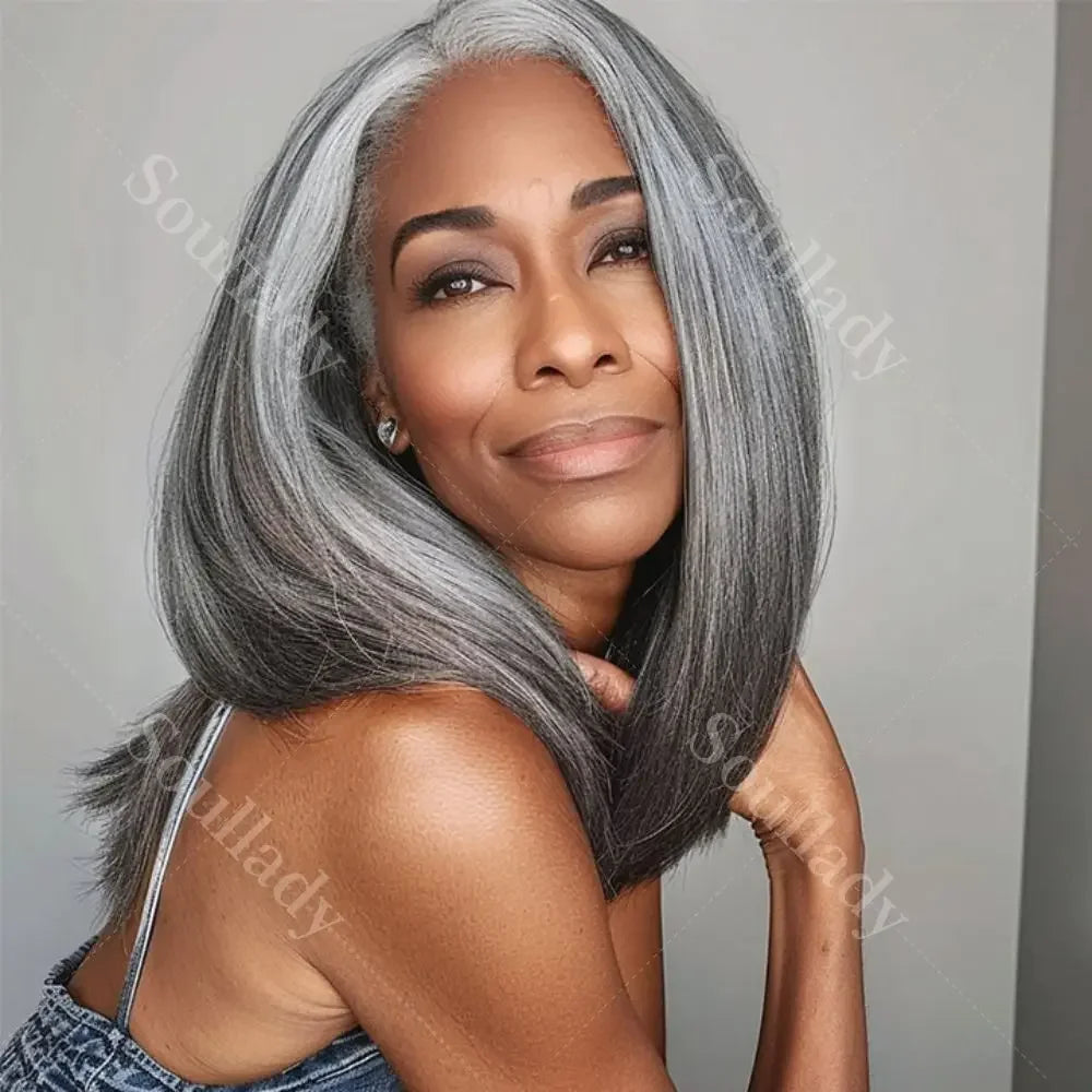 Silver Luxe Gray HD 13x4.5 Lace Frontal Wig Swiss Lace 100% Virgin Remy Brazilian Human Hair