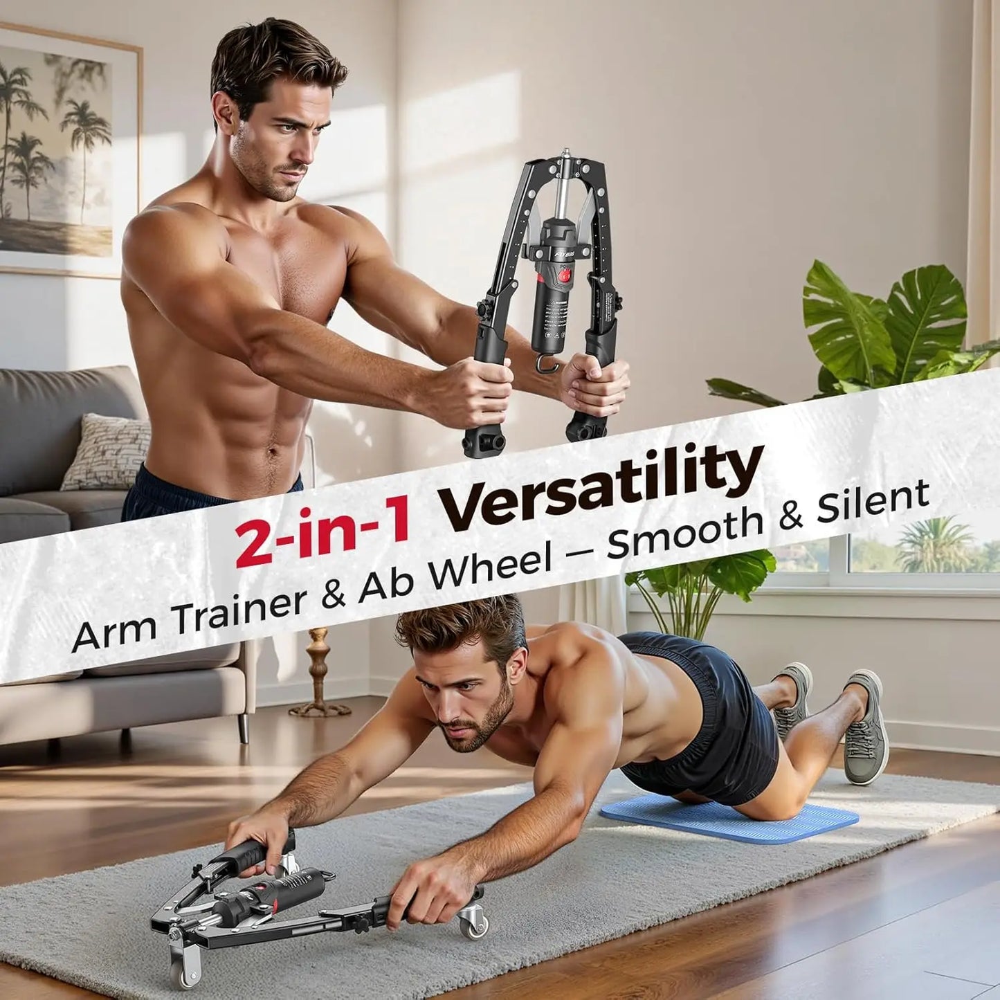 FED Fitness Arm Exerciser With Ab Roller And Hydraulic Power