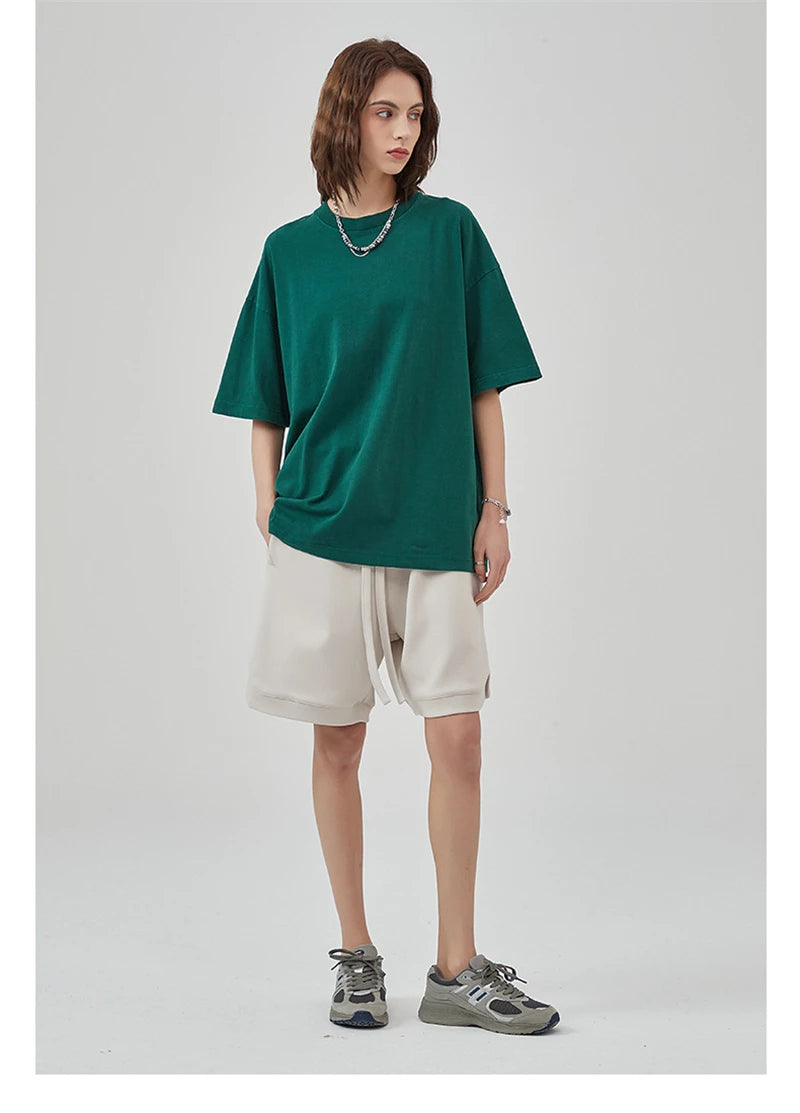 ZODF Basic Solid Washed Cotton Tee For Men Unisex Streetwear
