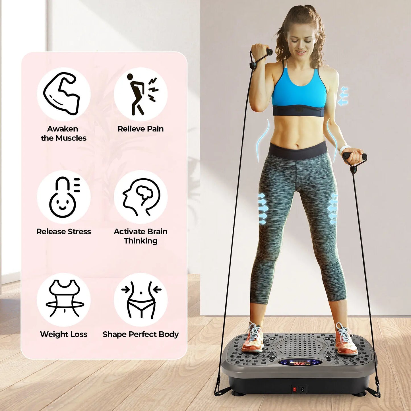 Homfa Vibration Plate Exercise Machine For Full Body Workout Bands