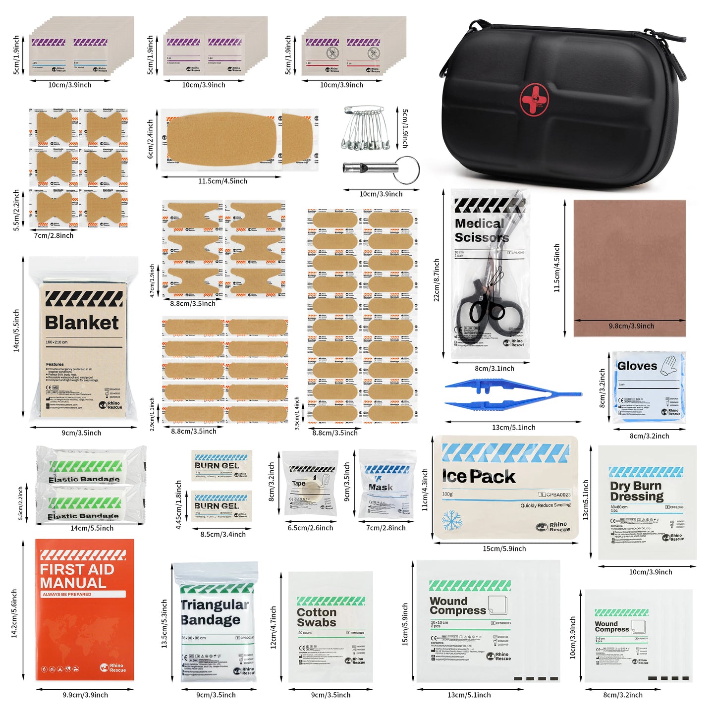 Rhino Rescue Waterproof Portable First Aid Kit Emergency Medical Travel Care