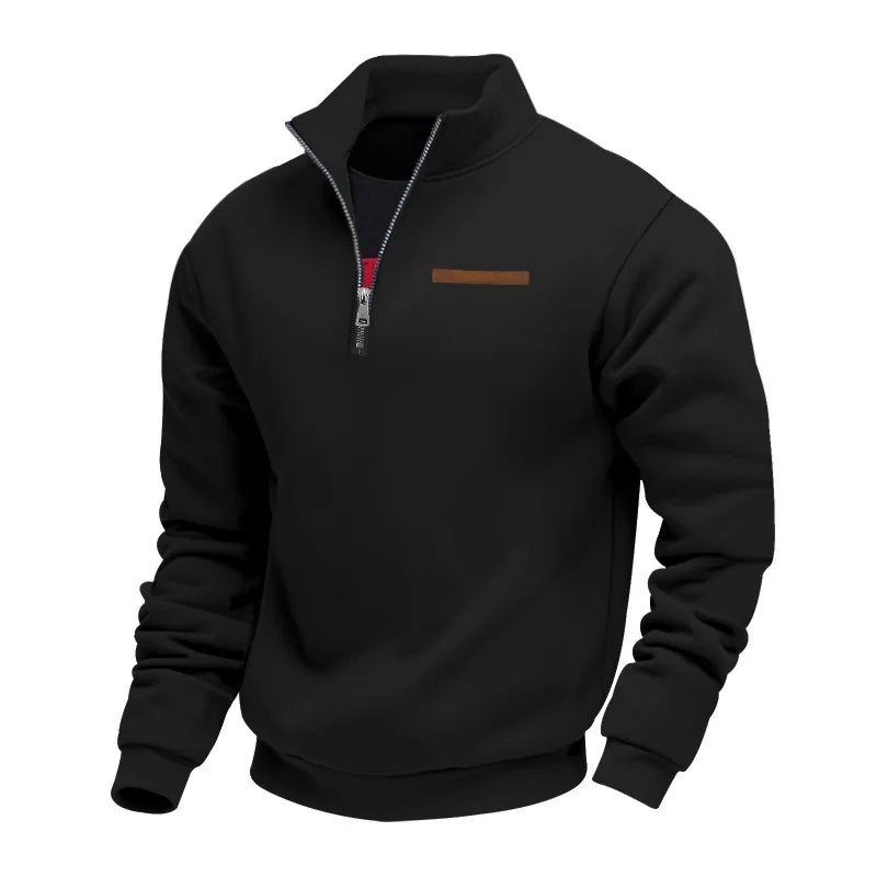 Men's Autumn Winter Heavy Fleece Hoodie Half Zip Stand Collar