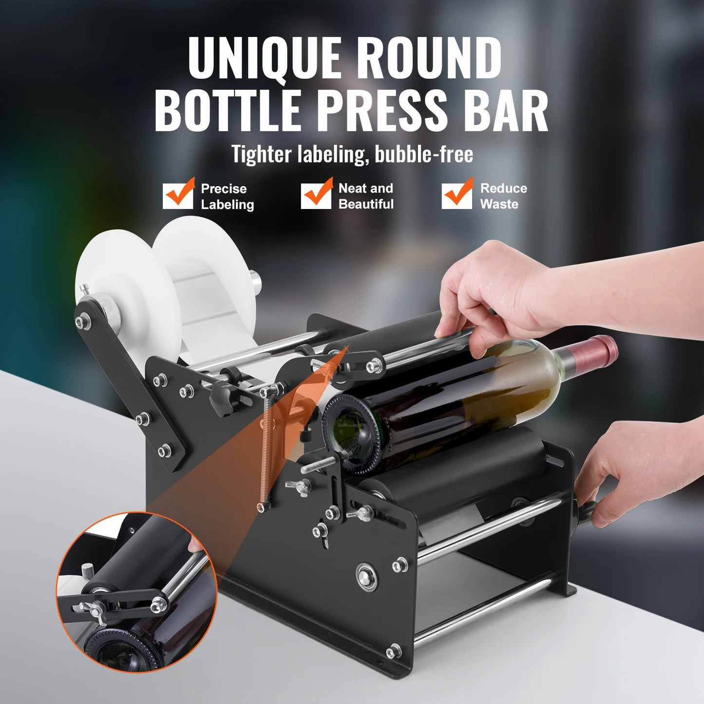 Manual Round Bottle Labeling Machine Adjustable Labeler Non Electric