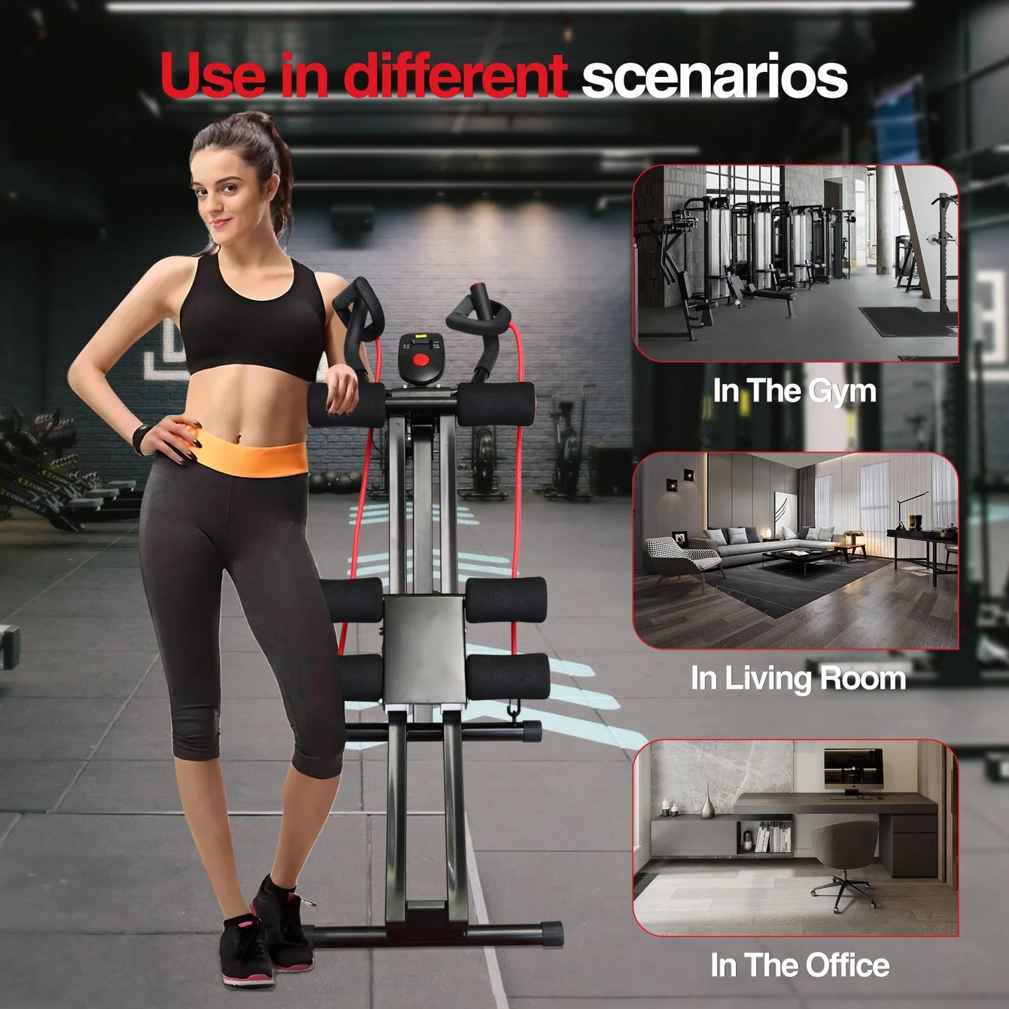 Foldable Ab Machine For Home Gym With LCD Display 440 Pound Capacity Core Training Device For Safe Abs Workouts