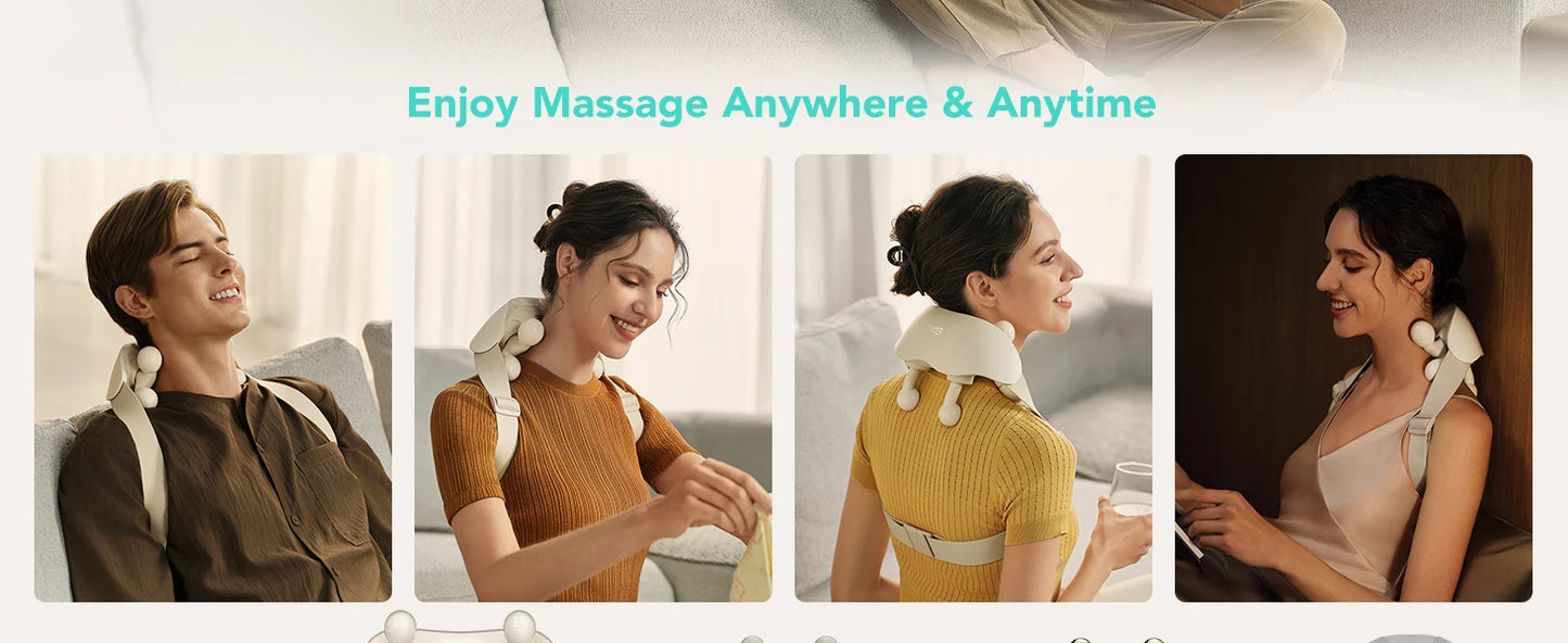 SKG Neck Massager With Heat 6D Portable Cordless Cervical Massager