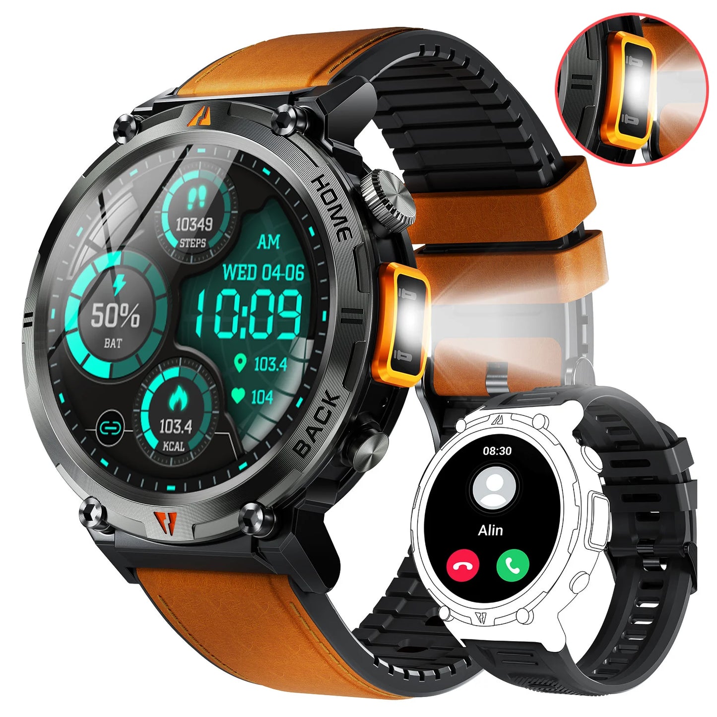 EIGIIS KE3 Bluetooth Call Smartwatch for Men With Heart Rate Monitor Health Tracking Notifications Music Control