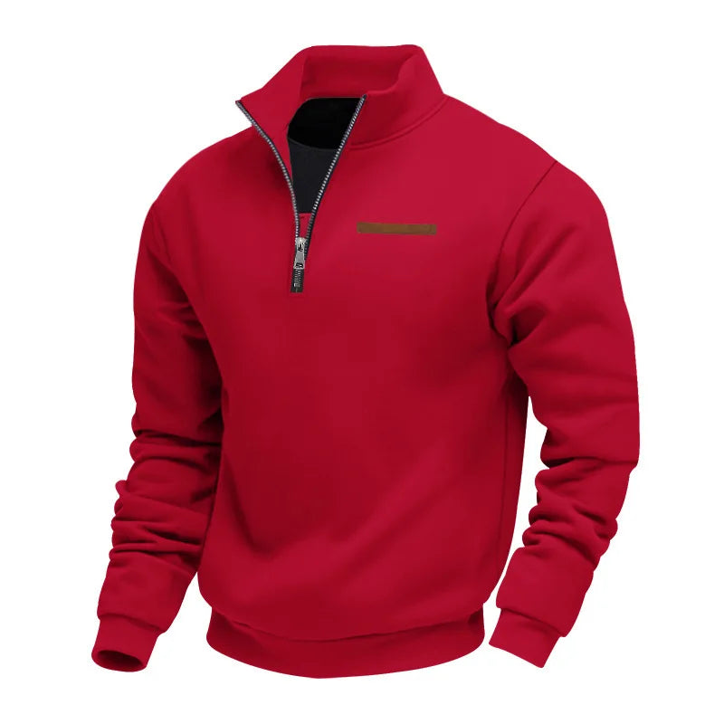 Men's Autumn Winter Heavy Fleece Hoodie Half Zip Stand Collar
