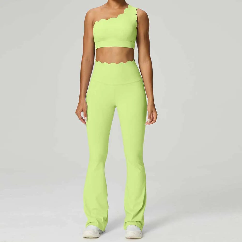 GFFUD Women Yoga Set 2 Piece High Waist Leggings Gym Tops Tummy Control