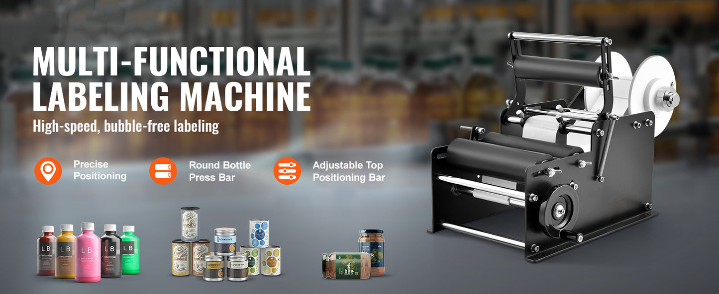Manual Round Bottle Labeling Machine Adjustable Labeler Non Electric