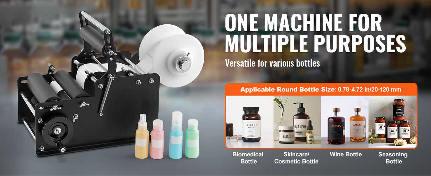 Manual Round Bottle Labeling Machine Adjustable Labeler Non Electric