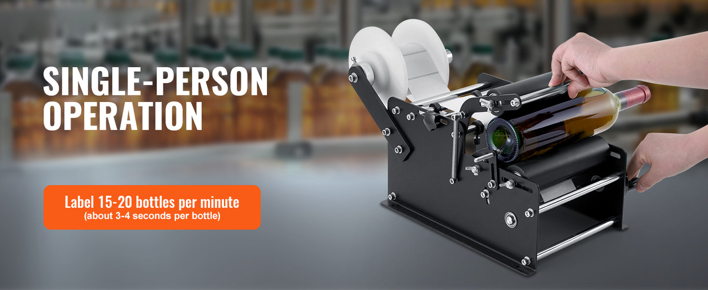 Manual Round Bottle Labeling Machine Adjustable Labeler Non Electric